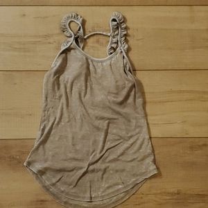 Vintage Ribbed Ruffle Tank with Strappy Back